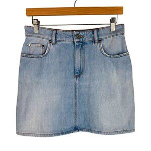 Ganni Sheldon Denim Mini Skirt Light Wash Size EU 38
